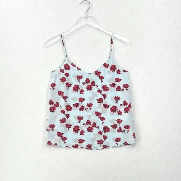 EQUIPMENT Layla Floral Print Silk Cami Tank Womens XS Blue Red Spaghetti Strap - Picture 7 of 16
